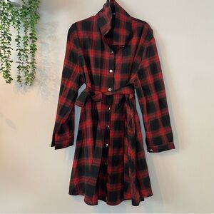 SHEIN Black and Red Checkered Midi Dress